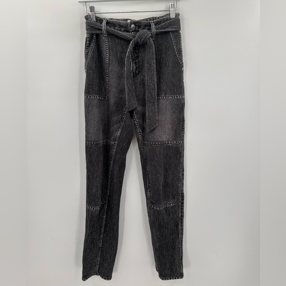 Rag & Bone Miramar Mia Sweatpants Jeans Straight Leg Black Magic XXS - Picture 2 of 5